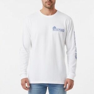 Blue Pointe T-shirt Mens Xl White Graphic Print Crew Neck Long Sleeve Streetwear